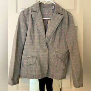 Caribbean Joe plaid one button jacket/blazer 8
